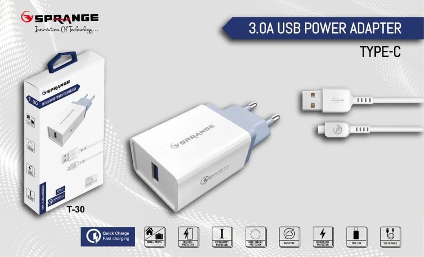 Sprange T-30 Type-C USB Şarj Adaptörü
