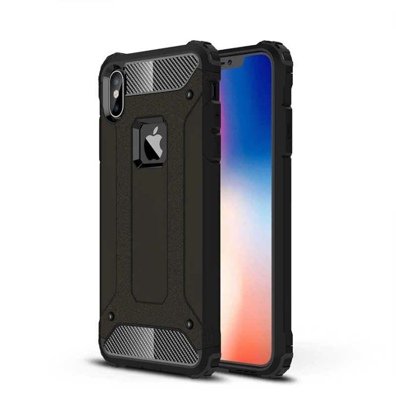 Zore Apple iPhone XS Max 6.5 Kılıf Zore Crash Zırh Tipi Koruyucu Çift Katmanlı Silikon Kapak, Siyah