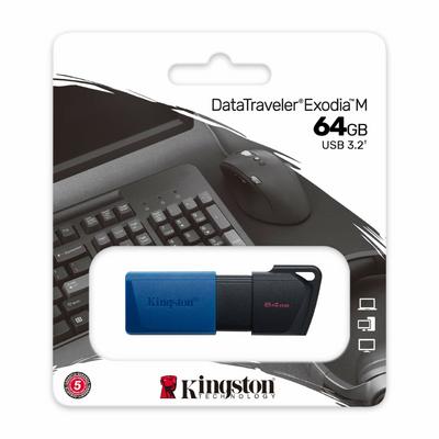 64 GB USB3.2 KINGSTON DATA TRAVELER EXODIA M SIYAH/MAVI